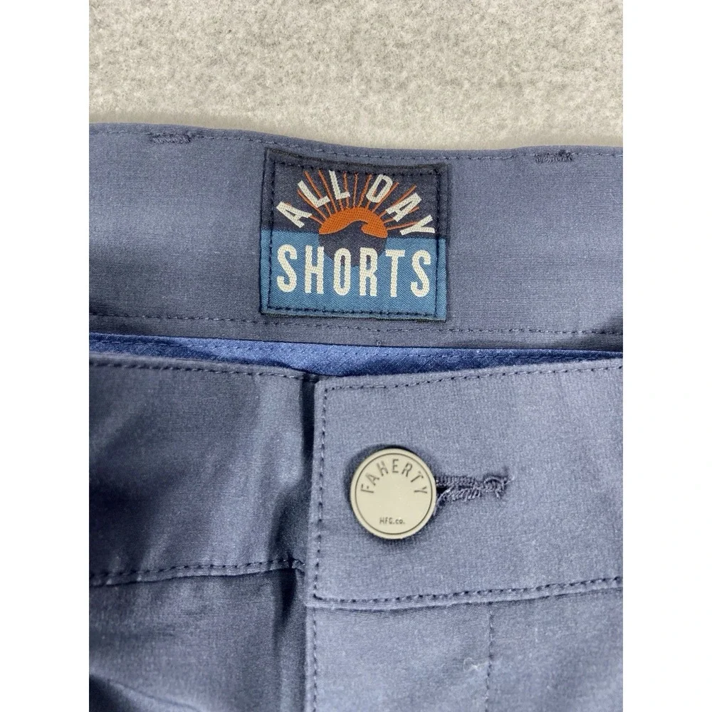 Faherty Men's All Day Shorts Size 34 Blue Flat Front Casual Athleisure